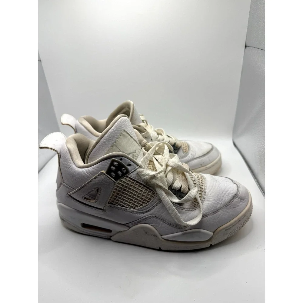 Air‎ Jordan 4 Retro 408452-100 Youth 6 Sneakers White Leather Lifestyle Shoes
